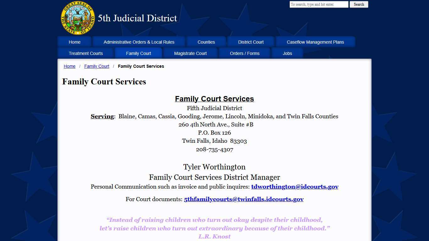 Family Court Services : 5th Judicial District