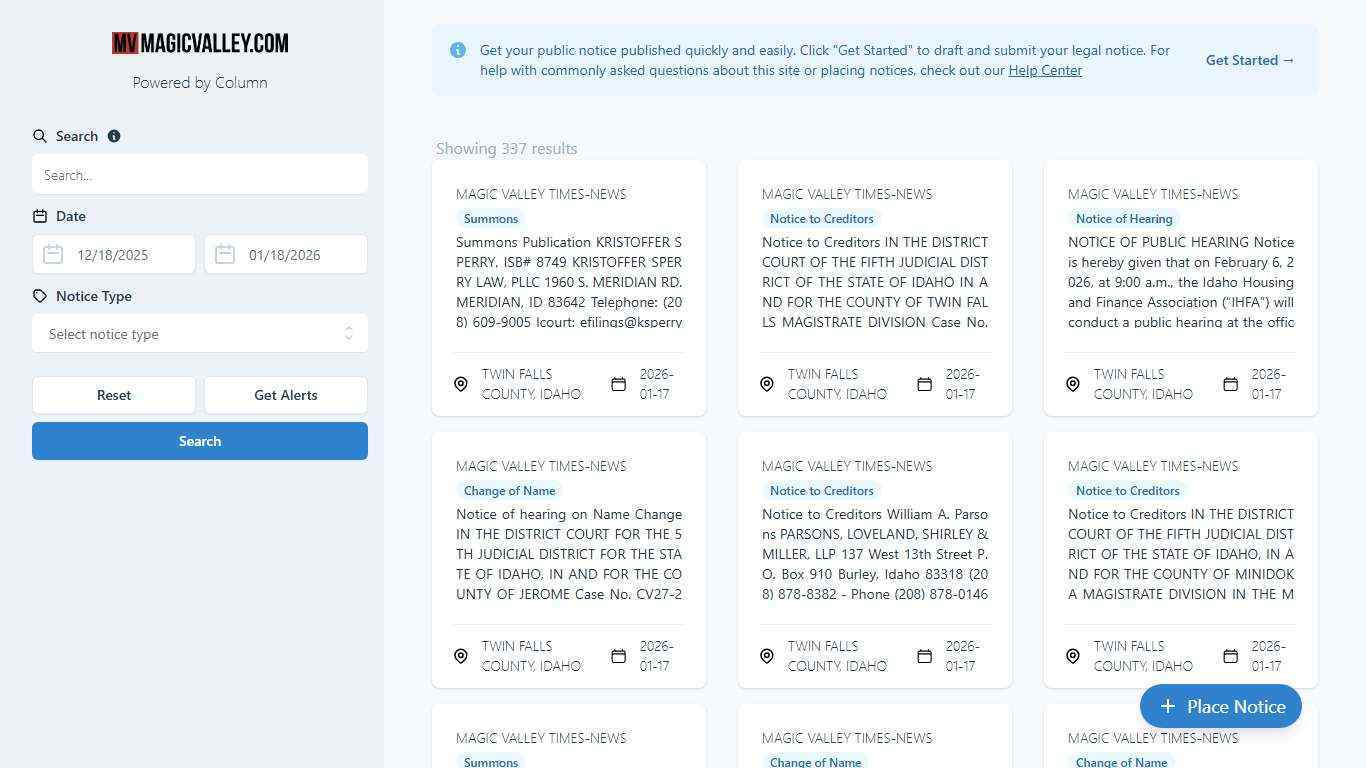 Public Notices | Magic Valley Times-News