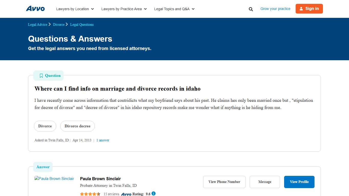 Where can I find info on marriage and divorce records in idaho - Legal Answers